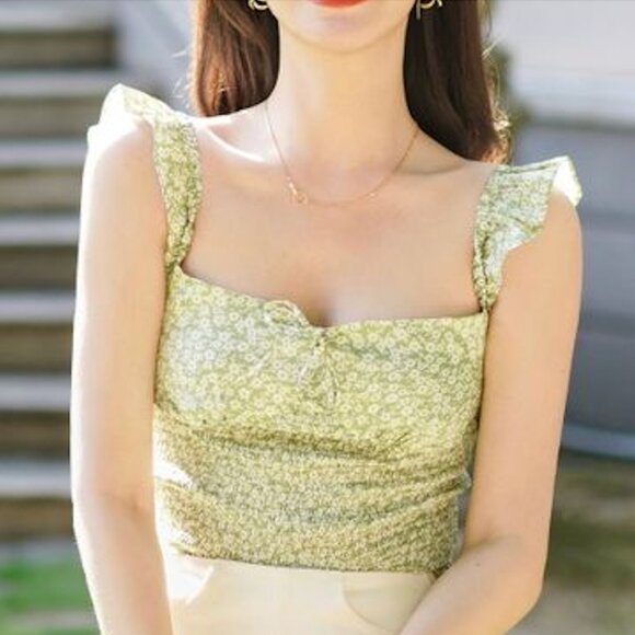 Petite Studio NYC Claire Top Mint Green Floral Size XS - Picture 5 of 5